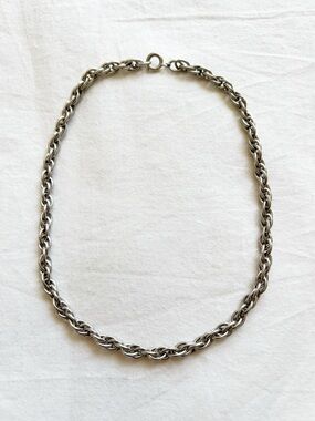Vintage Sterling Silver Cable Chain Necklace / Choker 16”